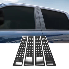 4pc Window B Pillar Post Panel Trim Cover Sticker For Dodge RAM 1500 2018+ Black