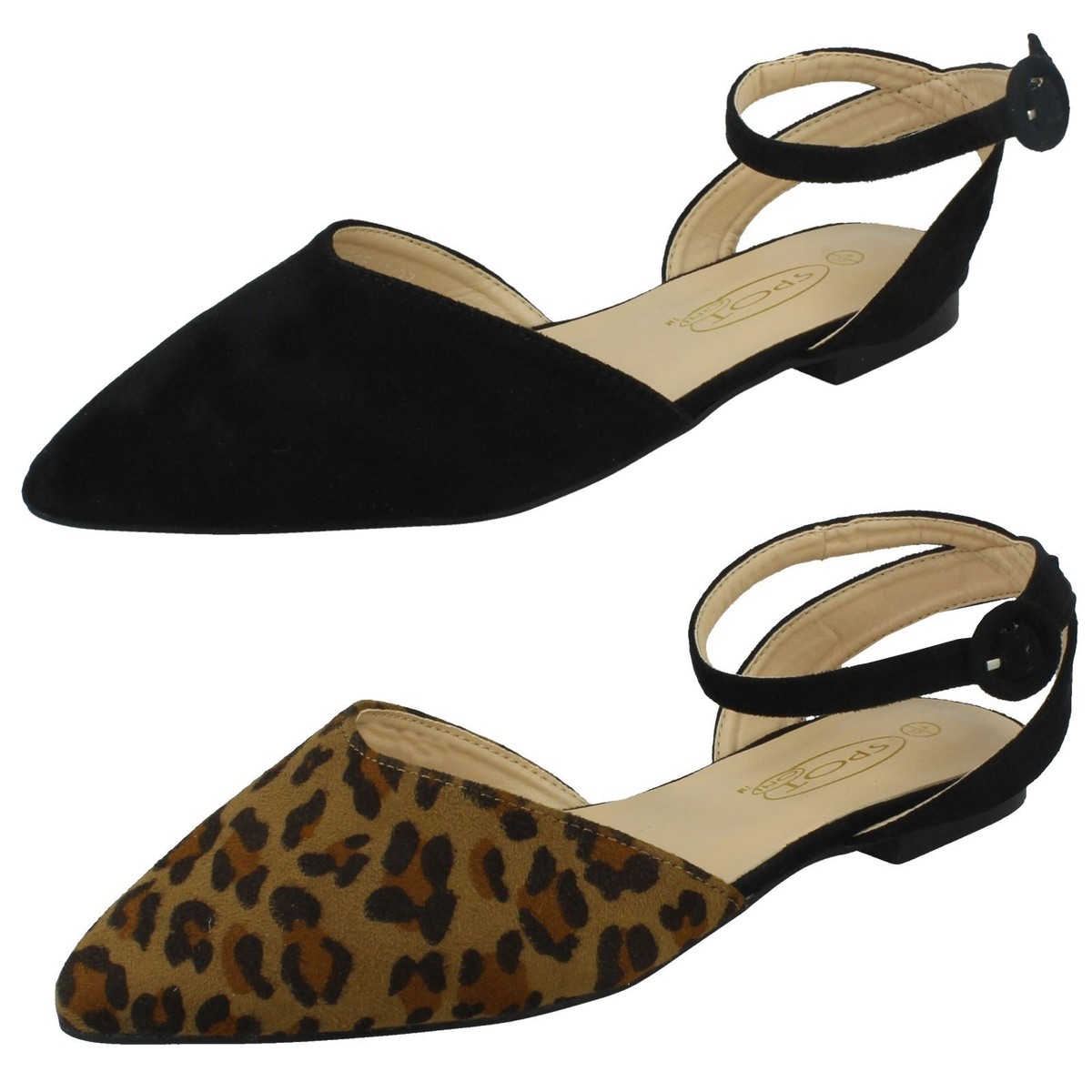 Spot On Ladies Wide Fit Ankle Strap Shoes