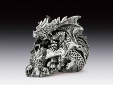  Skull Silver Dragon Figurine Statue Skeleton Halloween