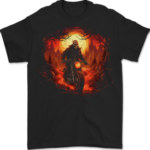 T-shirt Homme Coton Gildan – Motif Grim Reaper Skull – Manches Courtes, Col Rond – Taille Classique