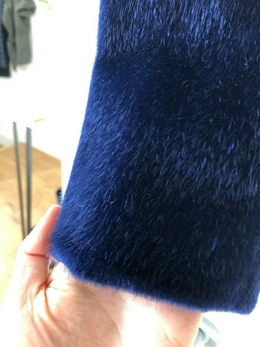 Electric Blue Fuzzy Zip Motorcycle Jacket SHAMPALOVE - S -Faux Fur- Never Worn - Picture 5 of 5