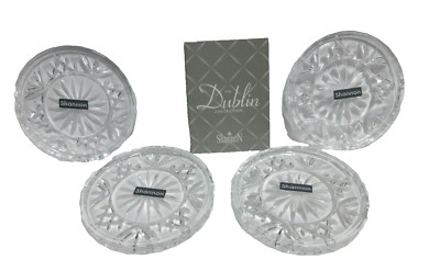 Dublin Crystal Collection 4'' Crystal Coasters (Set of 4) Brand New In Box