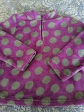Hanna Andersson Girls Sz. 120 Purple Polka Dot Plush 1/4 Zip Fleece. Soft, Cute
