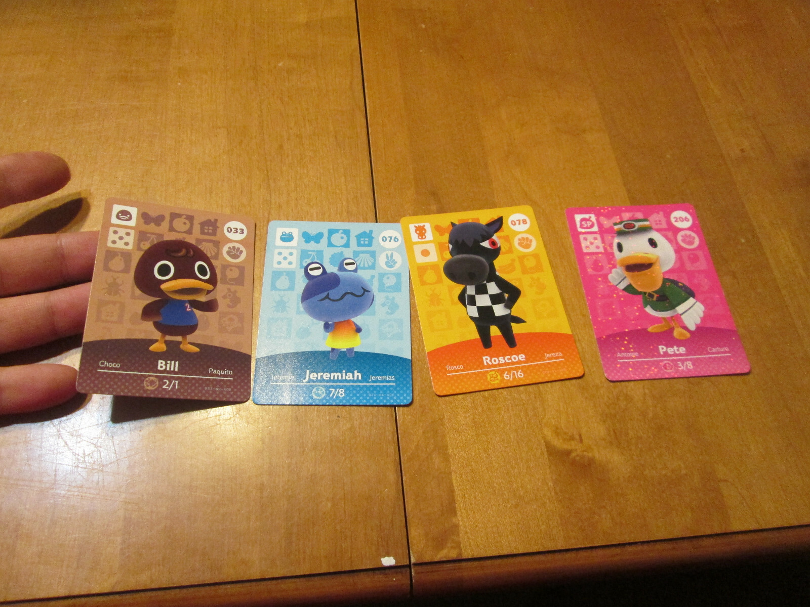 BILL 33 JEREMIAH 76 ROSCOE 78 PETE 206 Animal Crossing AMIIBO Cards ...