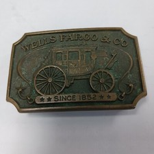 Wells Fargo  Co. Vintage Solid Brass Belt Buckle 1975 Vintage Stage Coach