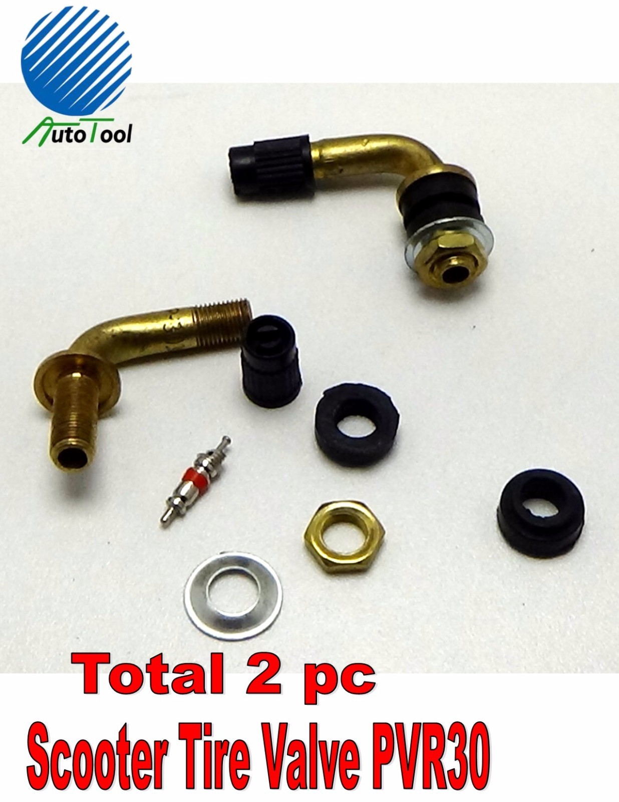 TUBELESS TIRE BENT VALVE STEM SNAP IN 2 pc Scooter Motorcycle ATV Moped