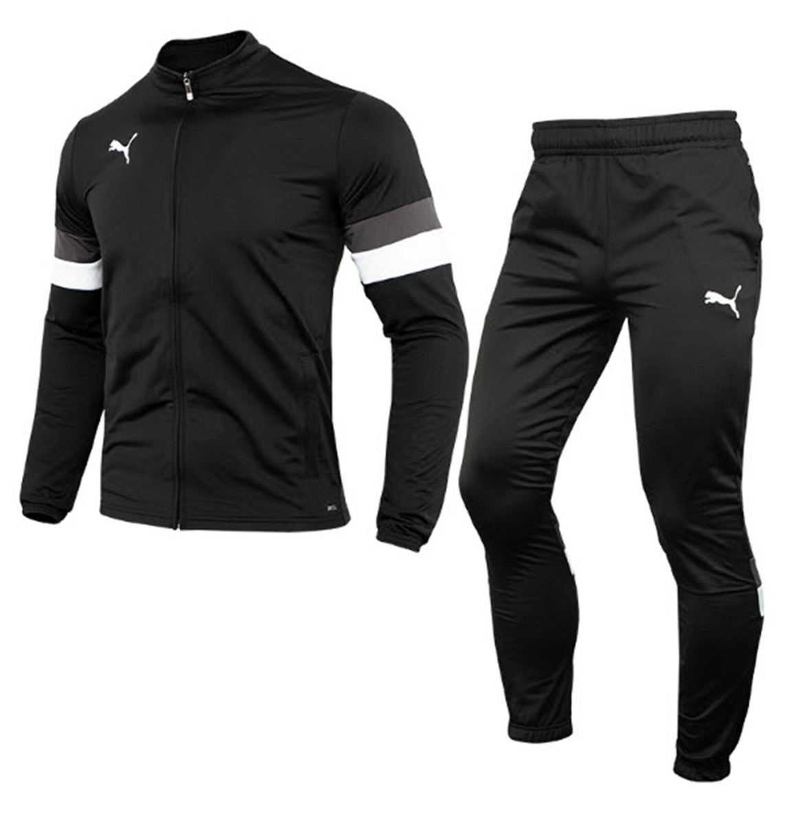 Puma Men Team Rise Track Suit Set Black Run Jacket Pants Gimo