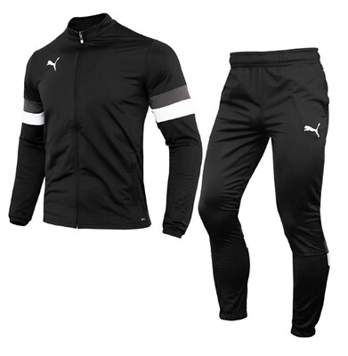 Puma Men Team Rise Track Suit Set Black Run Jacket Pants Gimo