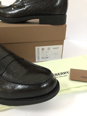 Burberry Mens Emile Penny Loafer Black Embossed Leather NIB  display picture 1