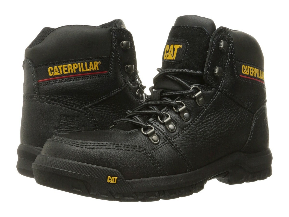 Men Caterpillar Outline Steel Toe Work Boot P90800 Black 100% Authentic New