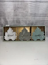 Wellesley Manor 3 Pc Harvest Decor Thankful Blessed Grateful  Table-scape