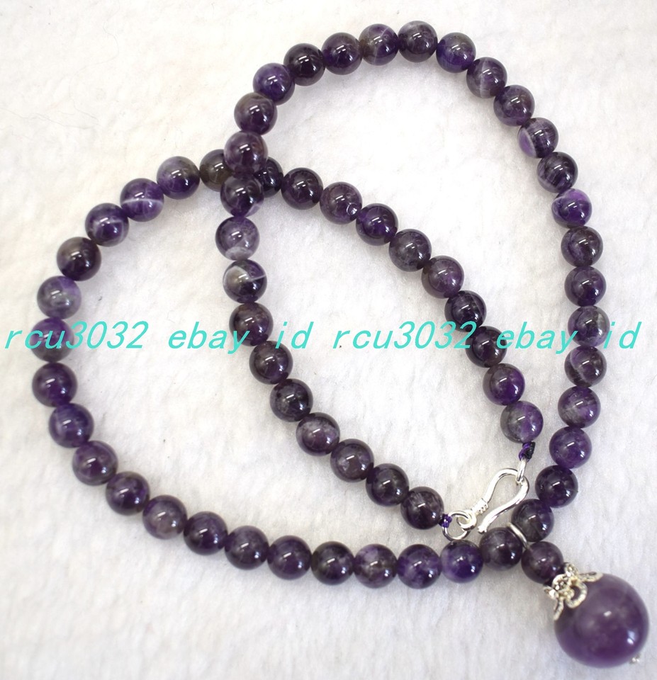 Natural 10mm Faceted Purple Amethyst Gemstone Round Beads Necklace 16-36 in