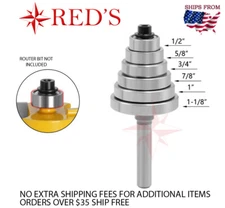  3/16" ID 1/2,5/8,3/4,7/8,1,1-1/8" OD Bearing Set Router Bit- CSBBT6B REDS