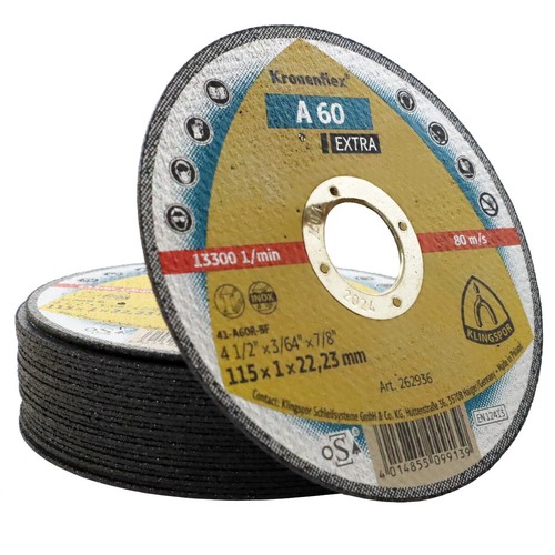 Klingspor thin metal cutting discs 115 x 1mm stainless steel, GRP
