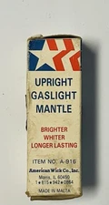 Vintage Upright Gaslight Mantles American Wick Co. Item No. A-916 Wick Missing