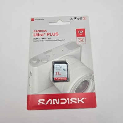 SanDisk Ultra Plus 32GB 130MB/s SDHC UHS-I Memory Card - New In Box