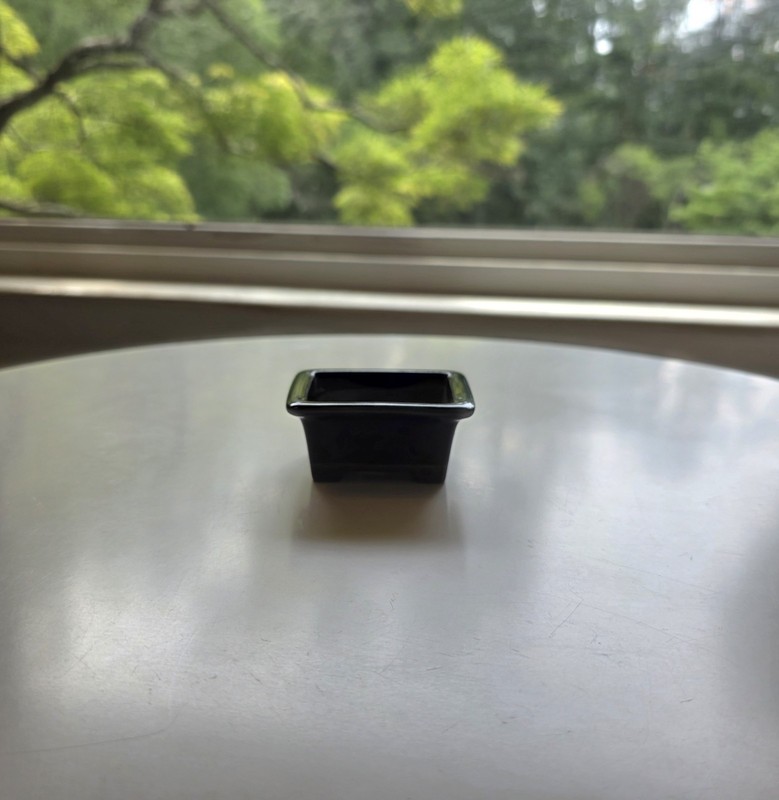 BONSAI POT MAME JAPAN, RECTANGULAR, GLAZED DEEP BLUE,  4 CORNER FEET, JAPANESE