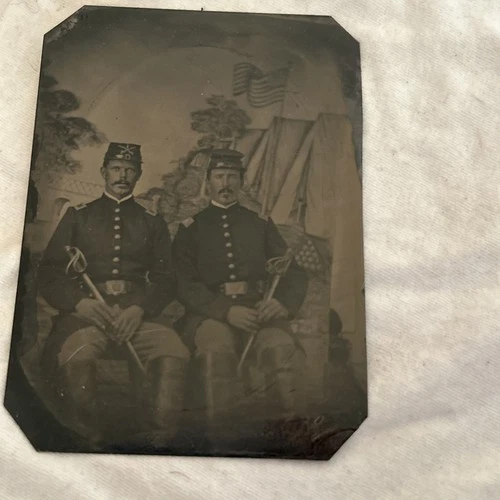 Civil War Confederate Tintype Photo 2 Officer on uniform