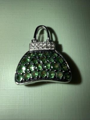Echt 18 Karat Weißgold Mirabelle Tsavorit & Diamant Anhänger signiert