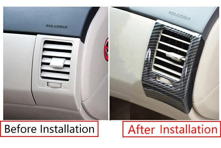 Consola de fibra de carbono L&R salida de aire moldura de ventilación 2 piezas para Toyota Corolla 2007-2013 Foto 3 de 4