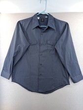 Vtg 70s Lee Chetopa Twill Button Shirt Mens 16M Medium Gray Permanent Press