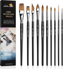 Watercolor Brushes Professional Set, 10 Artist Brushes Watercolor Paint Brush...