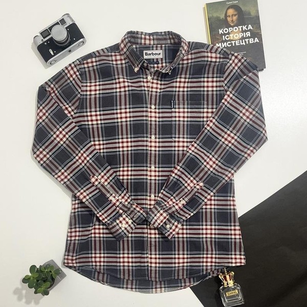 Men Barbour Shirt Red Cotton 40 /L / 48