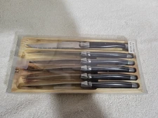 SET OF 6 LAGUIOLE PRODUCTION ACIE INOX STEAK KNIVES FRANCE "NICE"