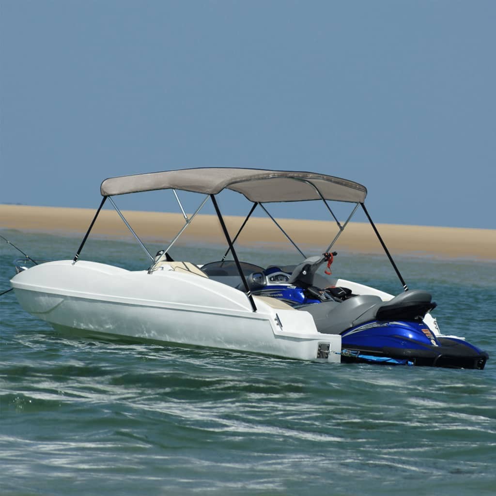 Bimini di Prua con Tendalino 3 Archi Grigio 183x196x137 cm 2805539