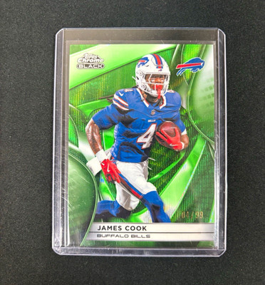 Topps 2025 Topps Chrome Black James Cook Green Jersey ## 4/99!! Buffalo Bills
