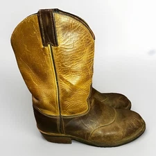 Chippewa Mens Size 9 Saddle Wellington Brown Leather Pull Up USA Cowboy Boots