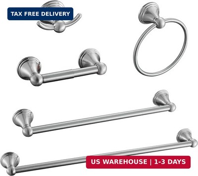 Sagetta Nickel Bathroom Hardware Set, 5-Piece Bath Accessories Set Wall Mount In