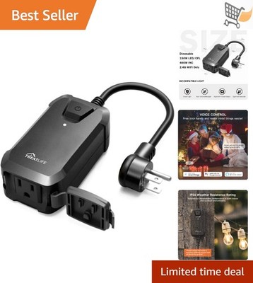 Outdoor Smart Dimmer Plug LED Dimmable 400W Wi-Fi Alexa Google Control
