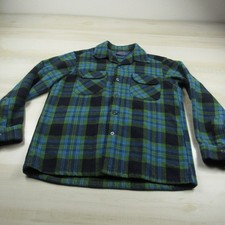Vintage Pendleton Shirt Mens Medium Blue Green Virgin Wool Button Flannel Read