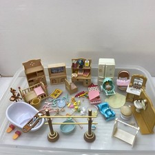 Sylvanian Families Furniture Set White Bathtub Laundry Rack Baby Vintage