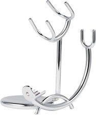 Low Profile Modern Chrome Safety Straight Razor and Shaving Brush Stand-Options