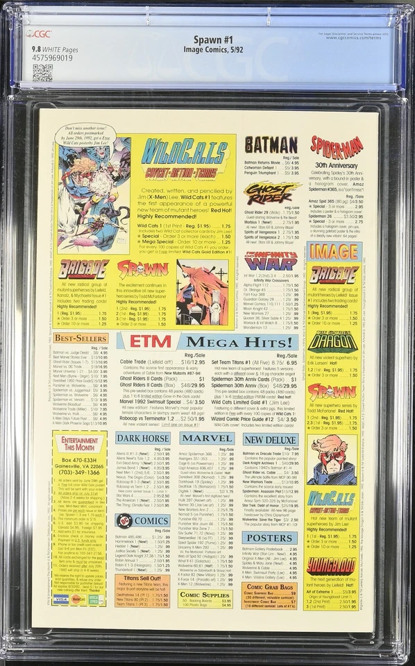 SPAWN #1 (1992) - CGC GRADE 9.8 - IMAGE DIRECT 1ST APPEARANCE AL SIMMONS - Image 2 of 2