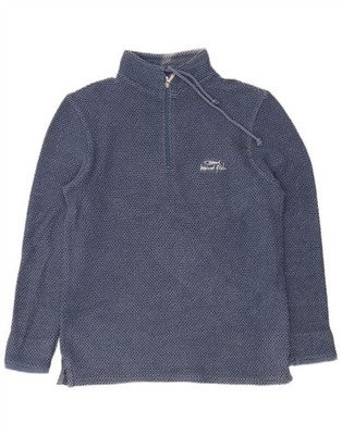 WEIRD FISH Herren Zip Neck Sweatshirt Pullover Small Blau Baumwolle CK07