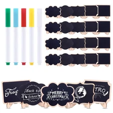 30 Pcs Mini Chalkboards Signs with 5 Colors Marker Blackboard Wooden Frame
