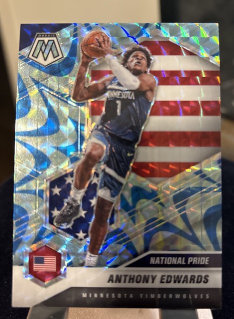 2020-21 Panini Mosaic National Pride Anthony Edwards #252 Reactive Blue Prizm RC