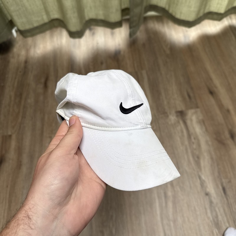 Nike Hat Adjustable White Legacy91 Dri-Fit Swoosh Logo Mesh Golf Outdoors Men