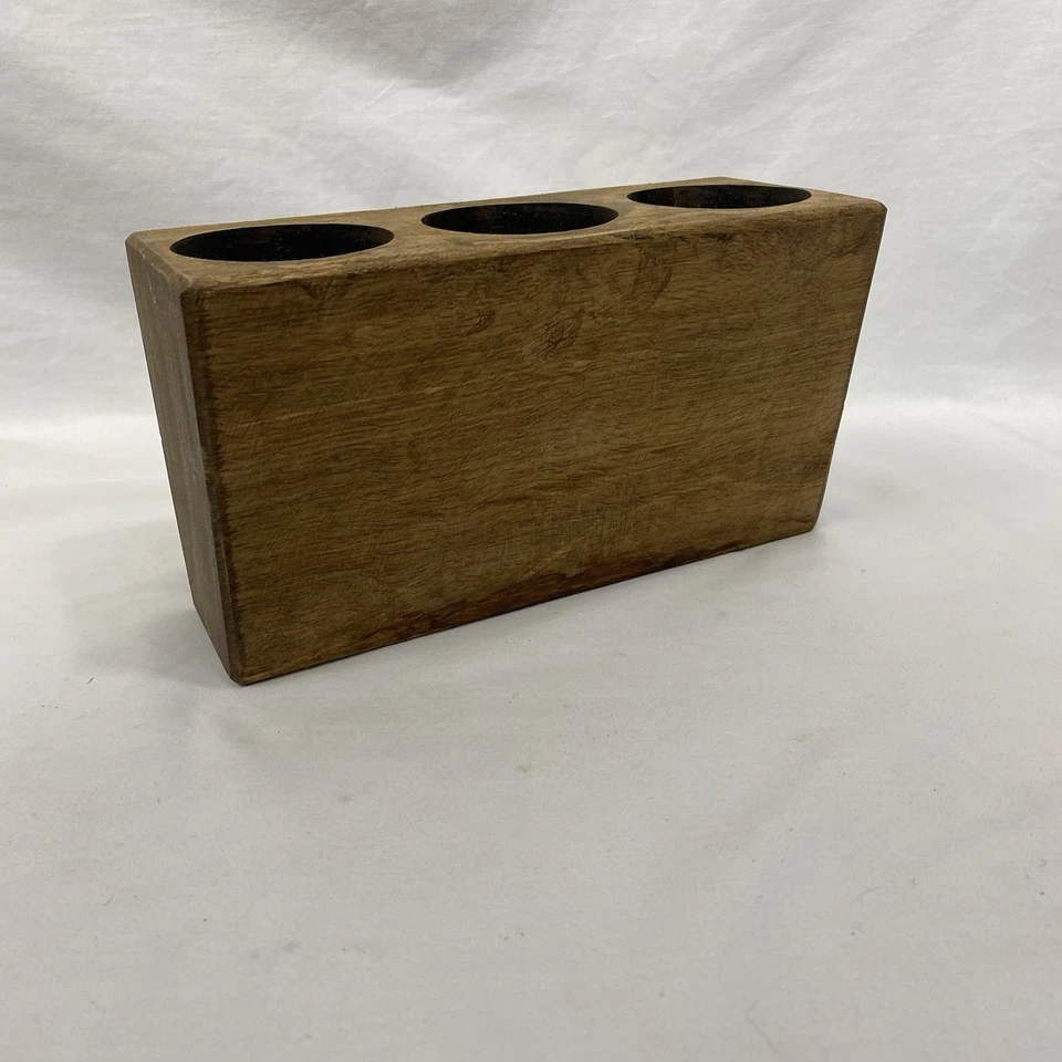 Rustic 3 Hole Wooden Sugar Mold Candle Vase Holder - Image 4 of 4