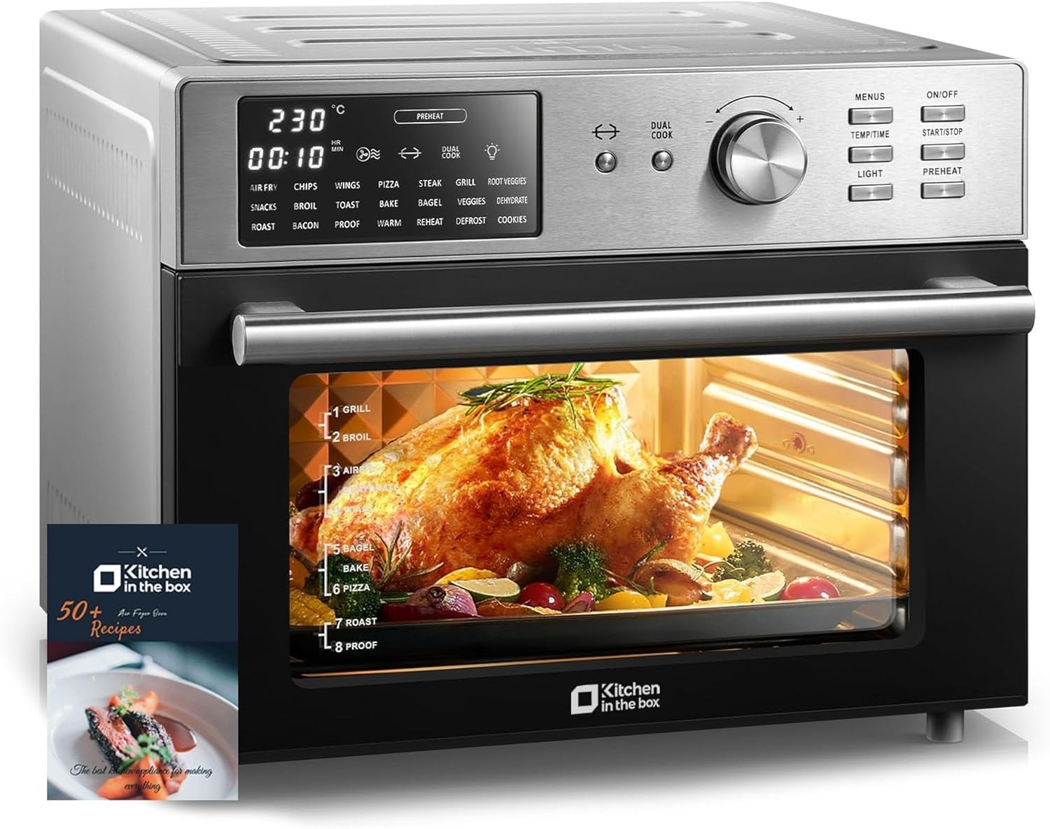 Extra Large Air Fryer Toaster Oven Combo 32QT 21-in-1 1800W Dual Cook Preset New