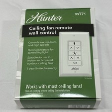 Hunter Ceiling Fan Remote Wall Control: Dimming Feature -White- Model 99771
