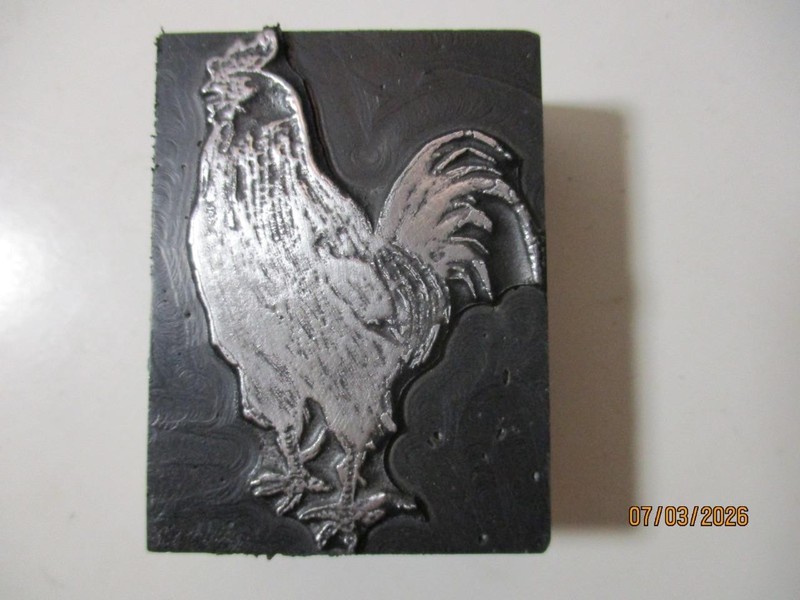 Printing Letterpress Printer Type Block Rooster Print Cut