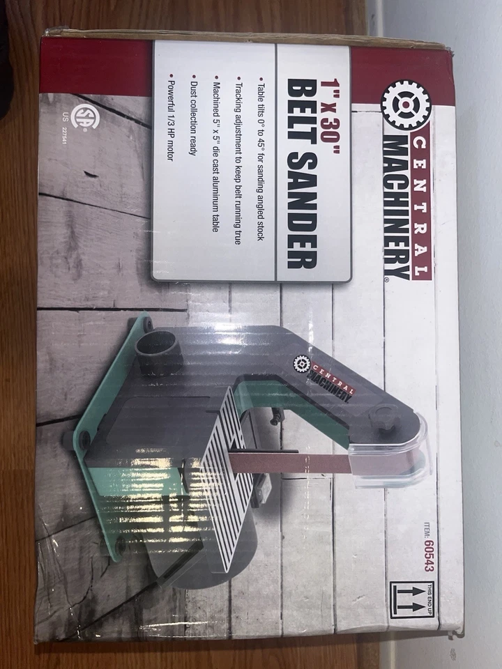 ЦЕНТРАЛЬНОЕ ОБОРУДОВАНИЕ 1 «X 30» РЕМЕНЬ ШЛИФОВАЛЬНЫЙ СТАНОК 1/3 HP, 0-45 наклон, 2-AMP #60543 новый - Изображение 2 из 4