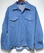 vtg Big Yank BLUE SHIRT-JAC Men XL 70s Selvedge Metal Snaps Work 50/50 Shacket