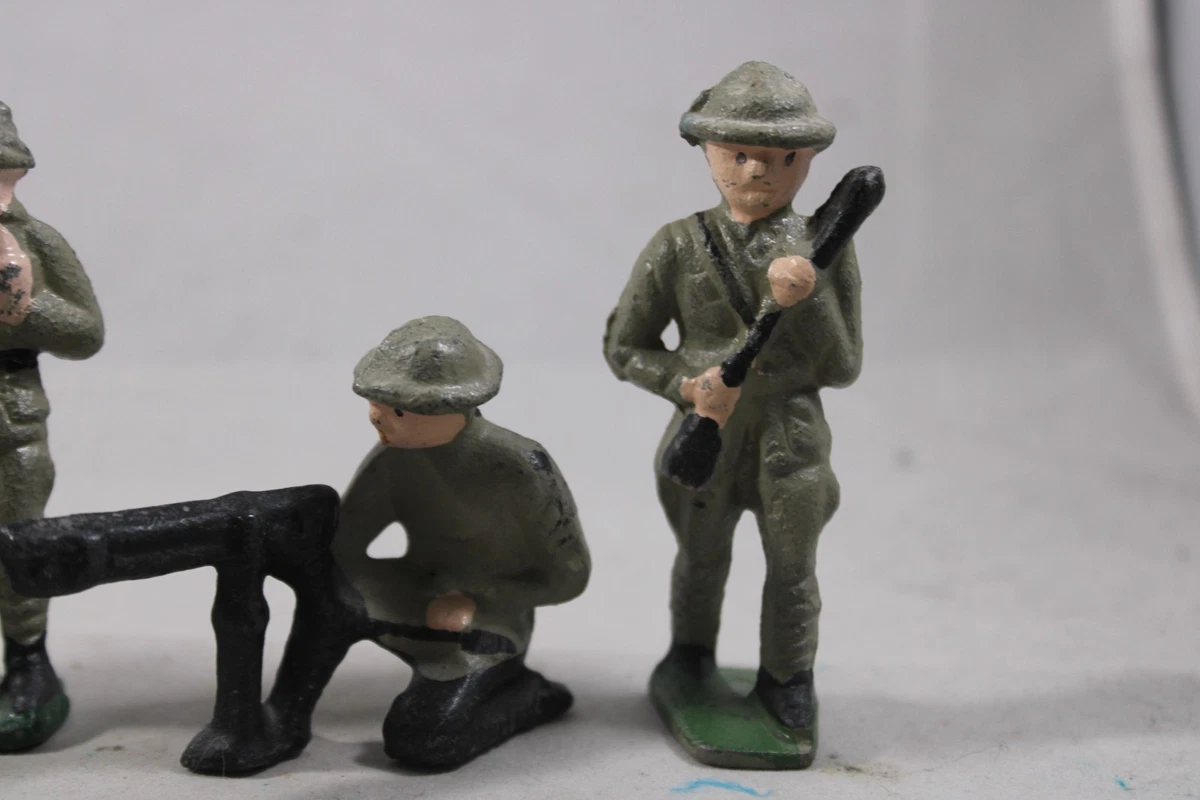 Antique 1920's WW1 Cast Iron Grey Iron US Soldier Wounded Gun Lot of 5