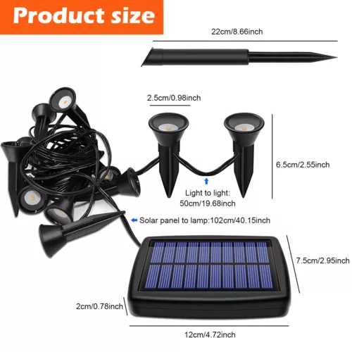 10 IN 1 Solar LED Spot Light Outdoor Garden Landscape Spotlights Lamp Waterproof - Picture 10 of 11