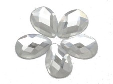 50 Clear Faceted Teardrop Flatback Glass Crystal Rhinestone Gems 13X18mm No Hole